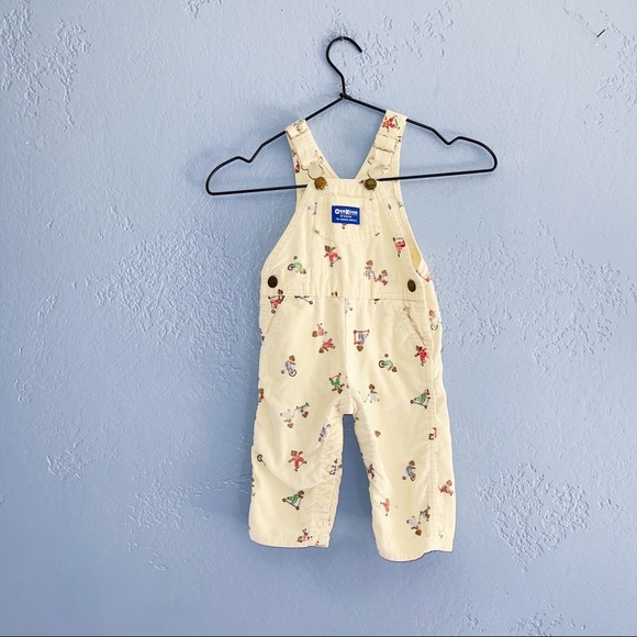 Oshkosh B’Gosh VINTAGE 90s CORDUROY OVERALLS BEAR PRINT RARE 18 month